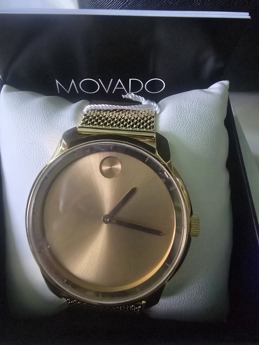 Movado Gold Tone 44mm Mesh-Bracelet Men's Watch-Brand New With Tags/Original Box